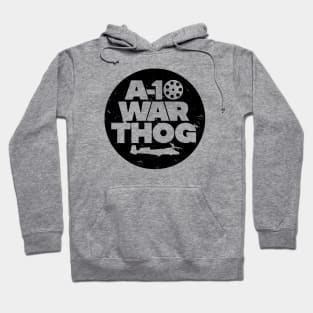 A-10 Warthog Circle Badge Black Distressed Print Hoodie